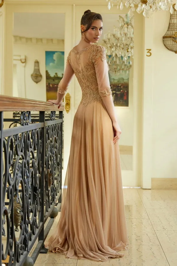 A Line Long Mother of the Bride Formal Dress