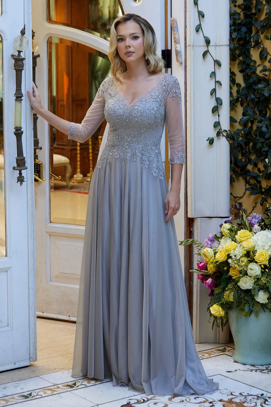 A Line Long Mother of the Bride Formal Dress