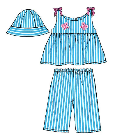 B5017 Infants' Top, Dress, Panties, Shorts, Pants and Hat (size: All Sizes In One Envelope)