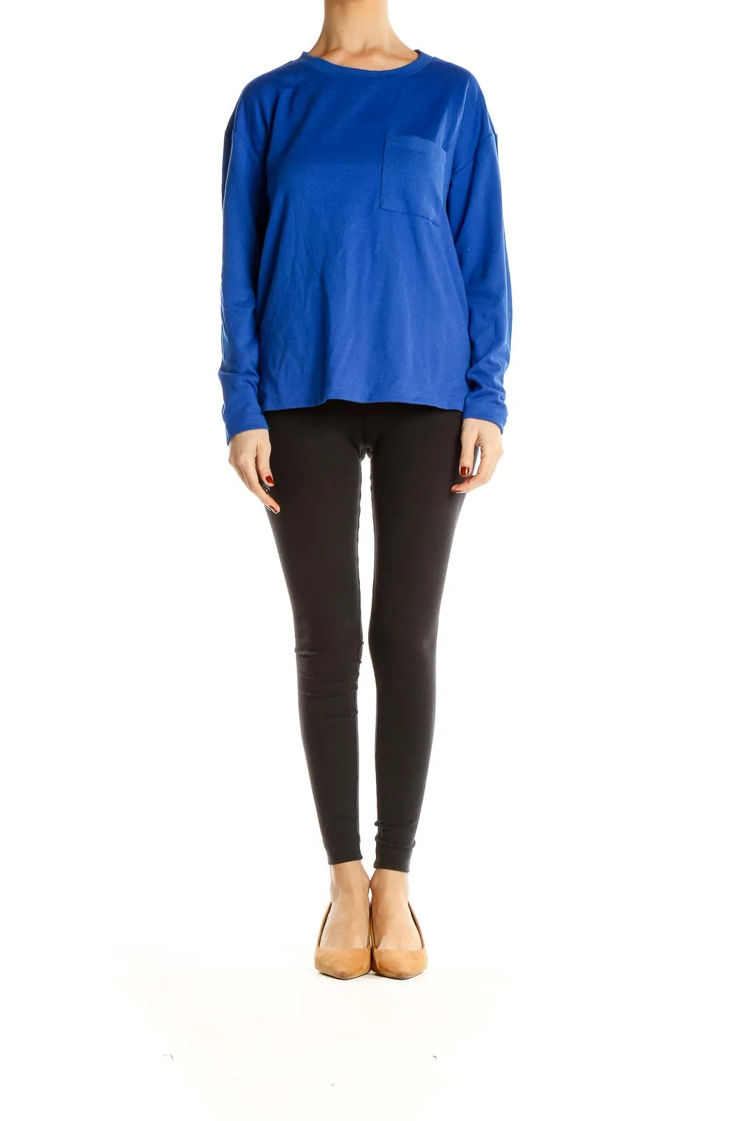 Blue Relaxed Fit Long Sleeve Top