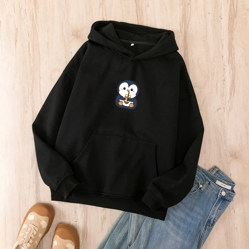 Boba Lovin Penguin Oversized Soft Hoodies