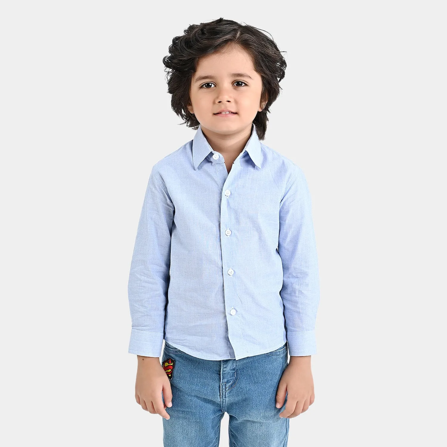 Boys Oxford Full Sleeves Formal Shirt-Blue