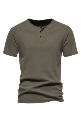 Buttons Summer Short Sleeves Casual Men's T-shirt