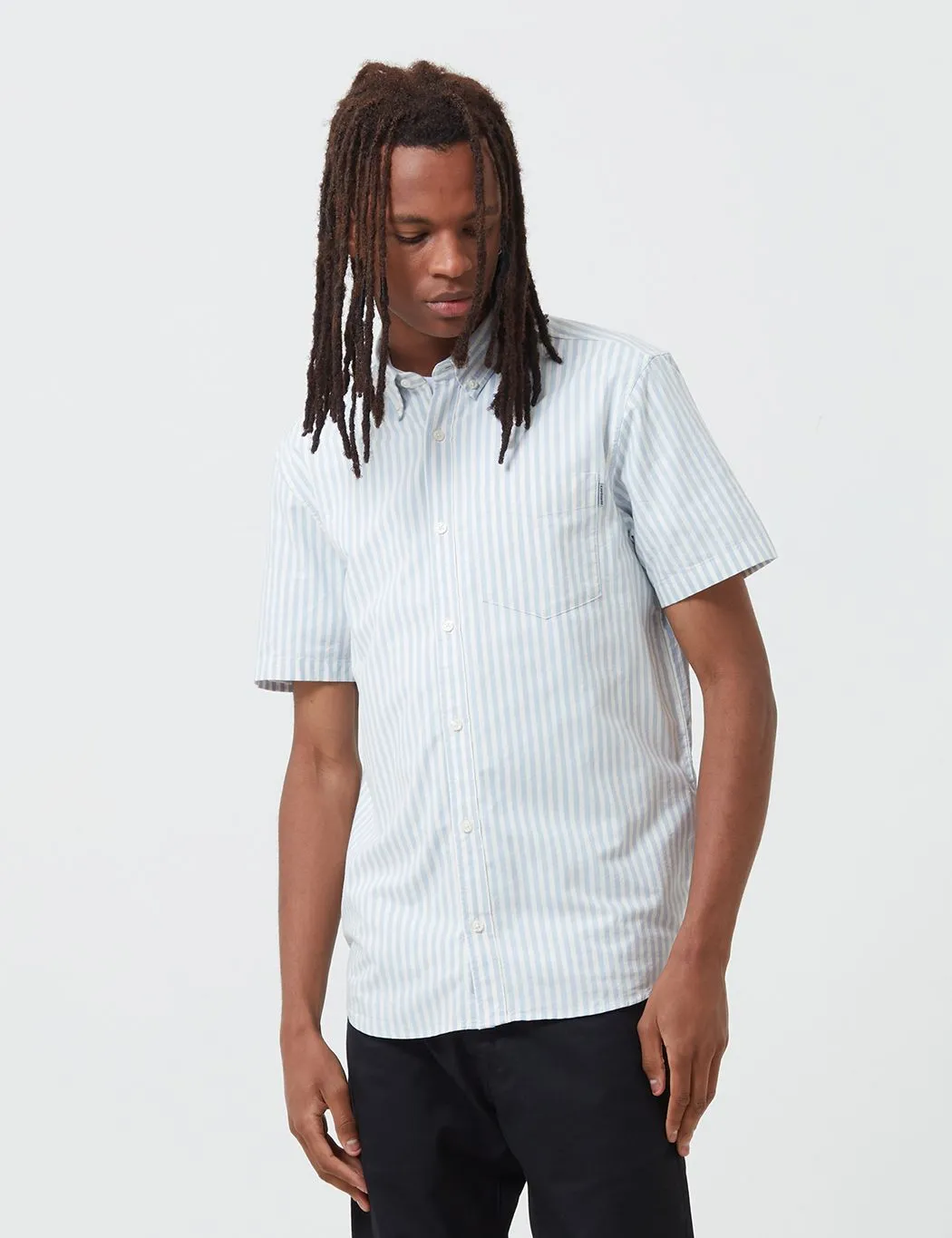 Carhartt-WIP Simon Shirt Short Sleeve (Stripe) - Bleach Blue