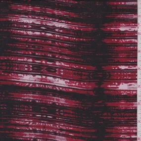 Cranberry/Pink/Black Seismic Stripe Crepe Georgette Fabric