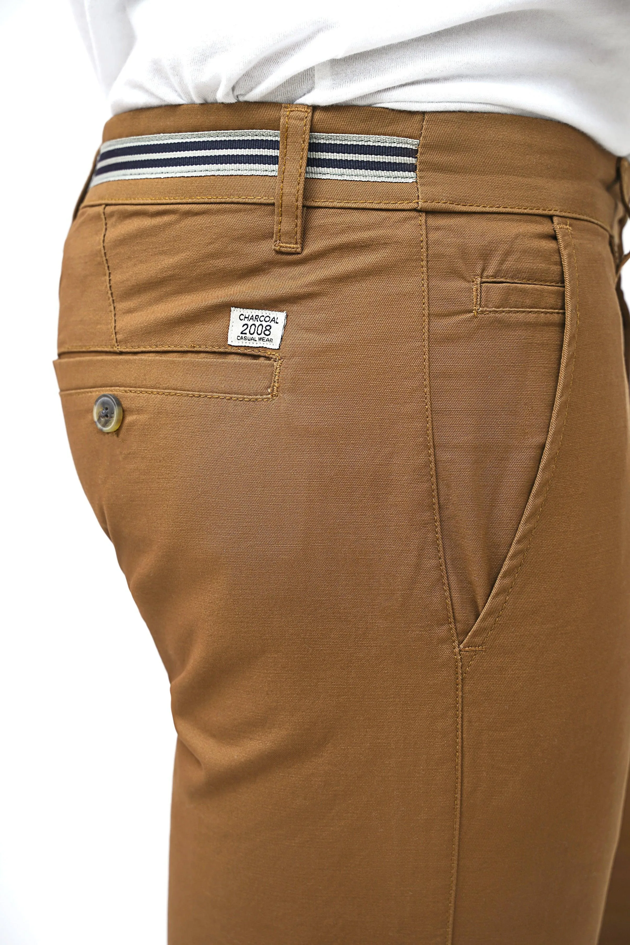 CROSS POCKET CHINO CAMEL SHORTS