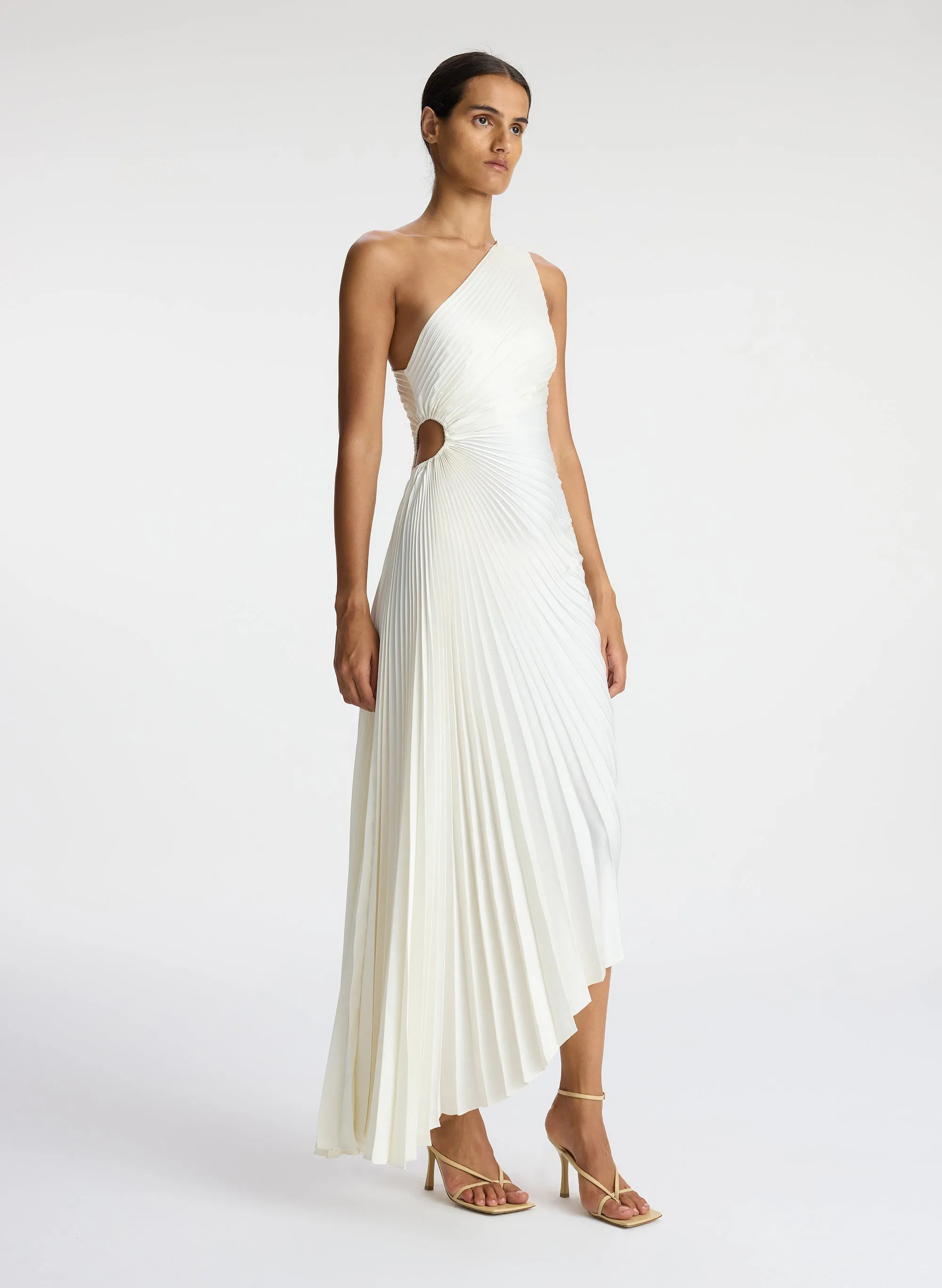 Delfina Satin Pleated Dress