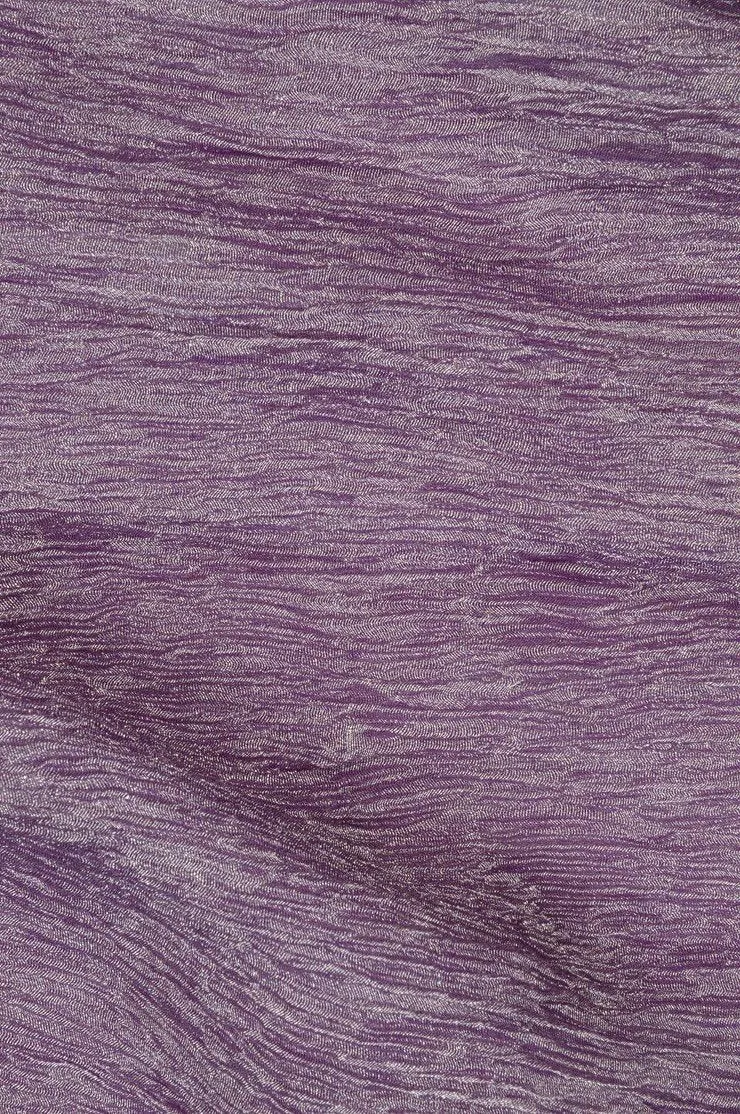 Eggplant Silver Metallic Crushed Organza Fabric