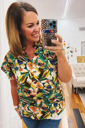 Faye Woven Tropical Top