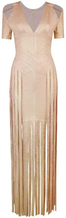 Gold Metallic Fringe Dress