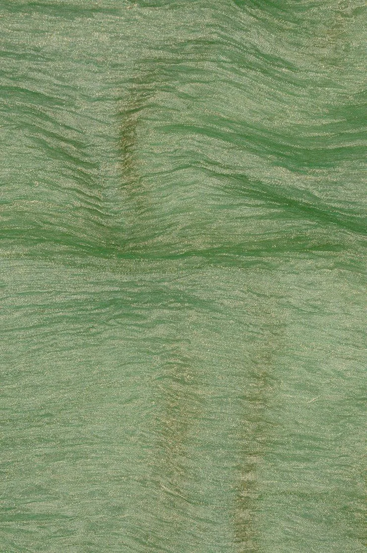 Green Gold Metallic Crushed Organza Fabric