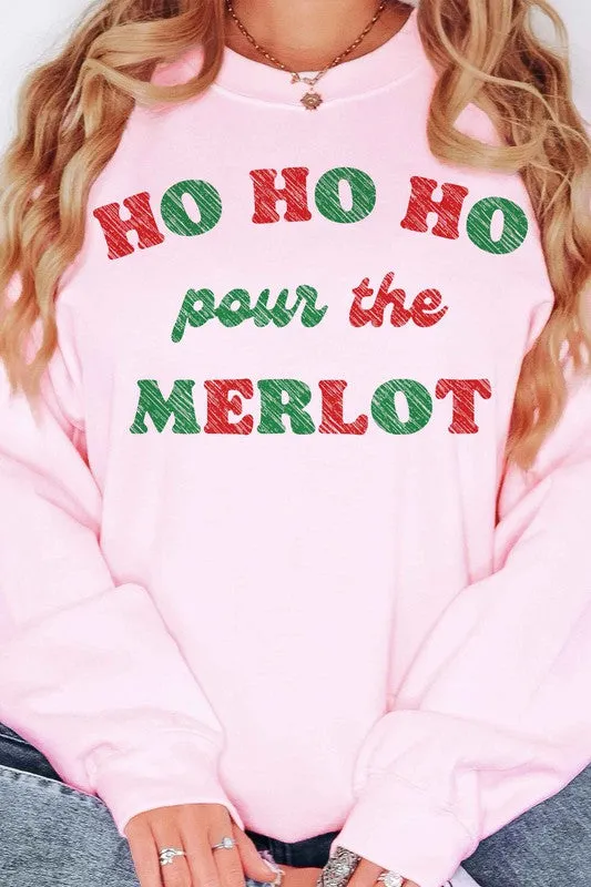 HO HO HO MERLOT CHRISTMAS OVERSIZED SWEATSHIRT