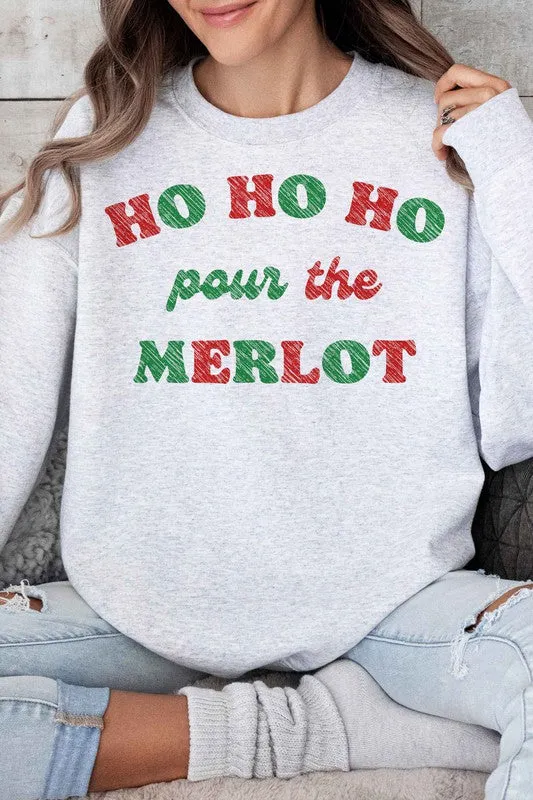 HO HO HO MERLOT CHRISTMAS OVERSIZED SWEATSHIRT