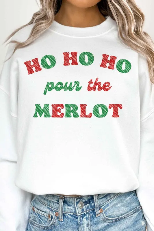 HO HO HO MERLOT CHRISTMAS OVERSIZED SWEATSHIRT