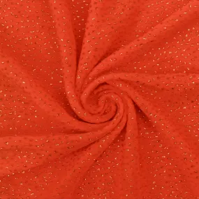 Intense Orange Sparkle Metallic Printed Stretch Slinky Knit Fabric