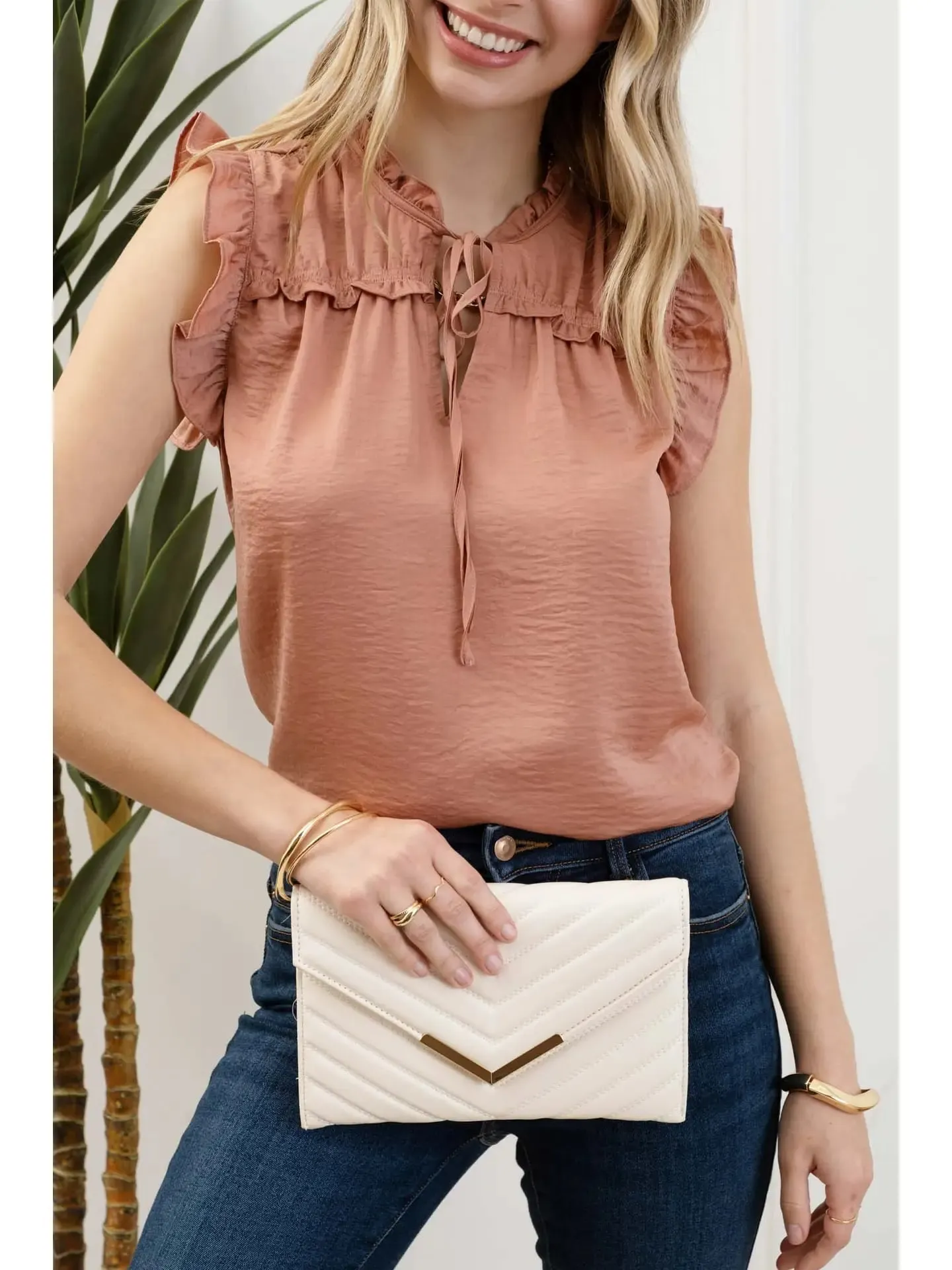 Janis Ruffle Collared Top