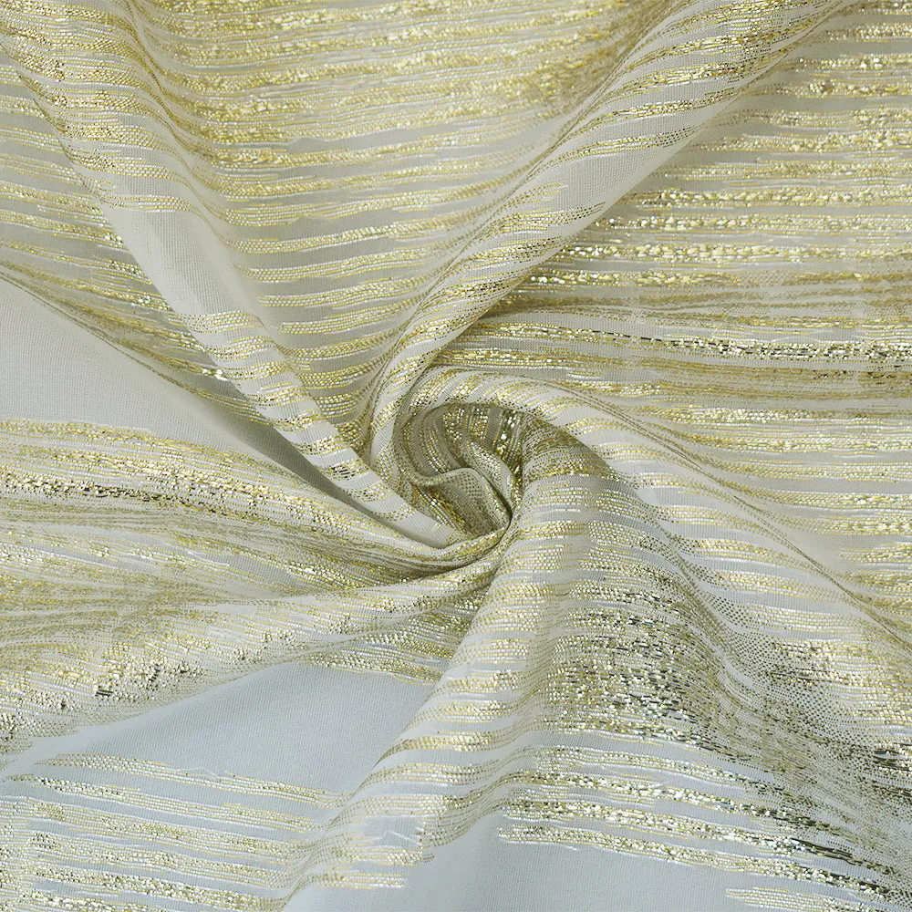 Light Gray-Gold-Silver Nylon Blend Metallic Abstract Organza Jacquard Woven Fabric