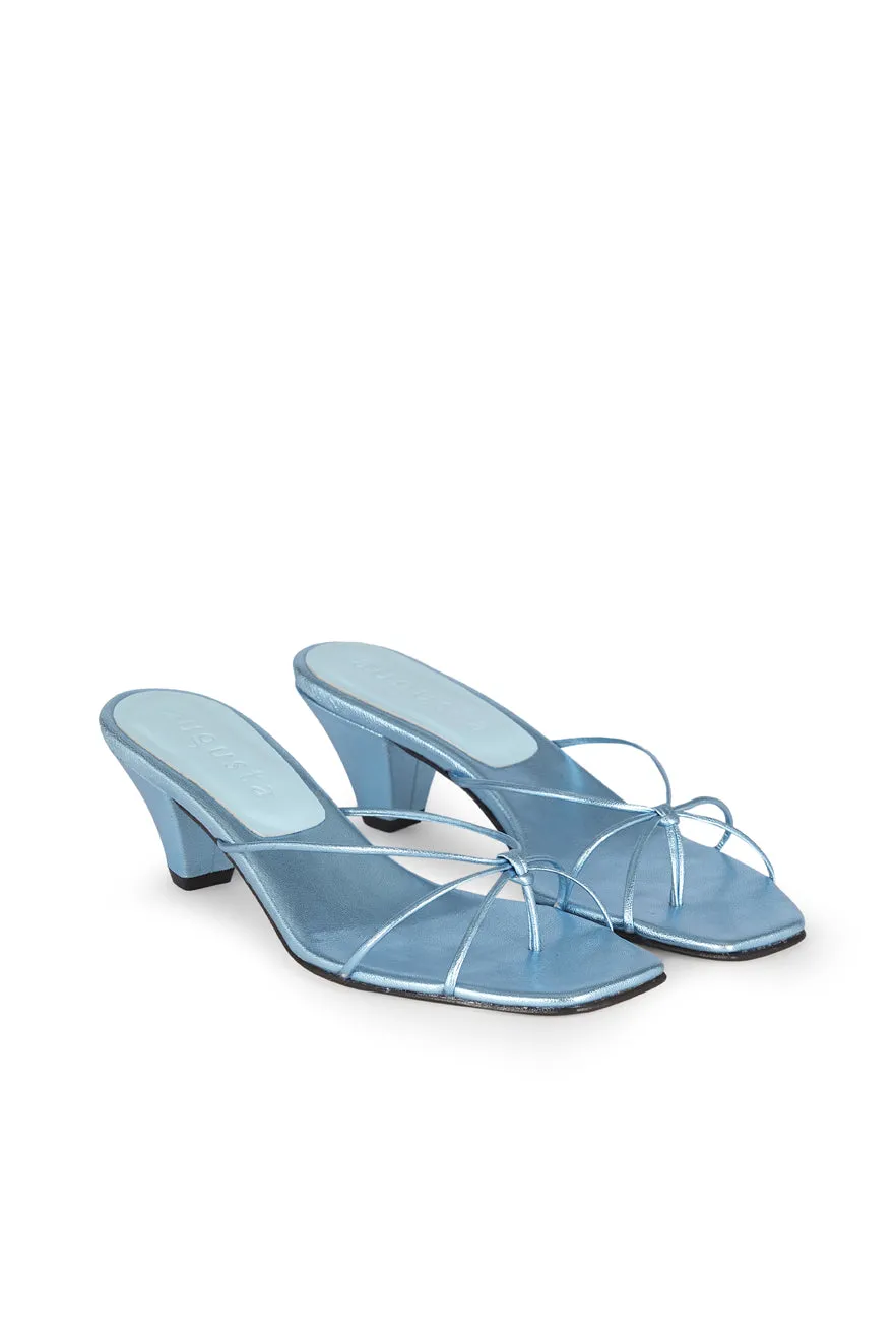 Lottie Sandals in Blue Metallic Leather