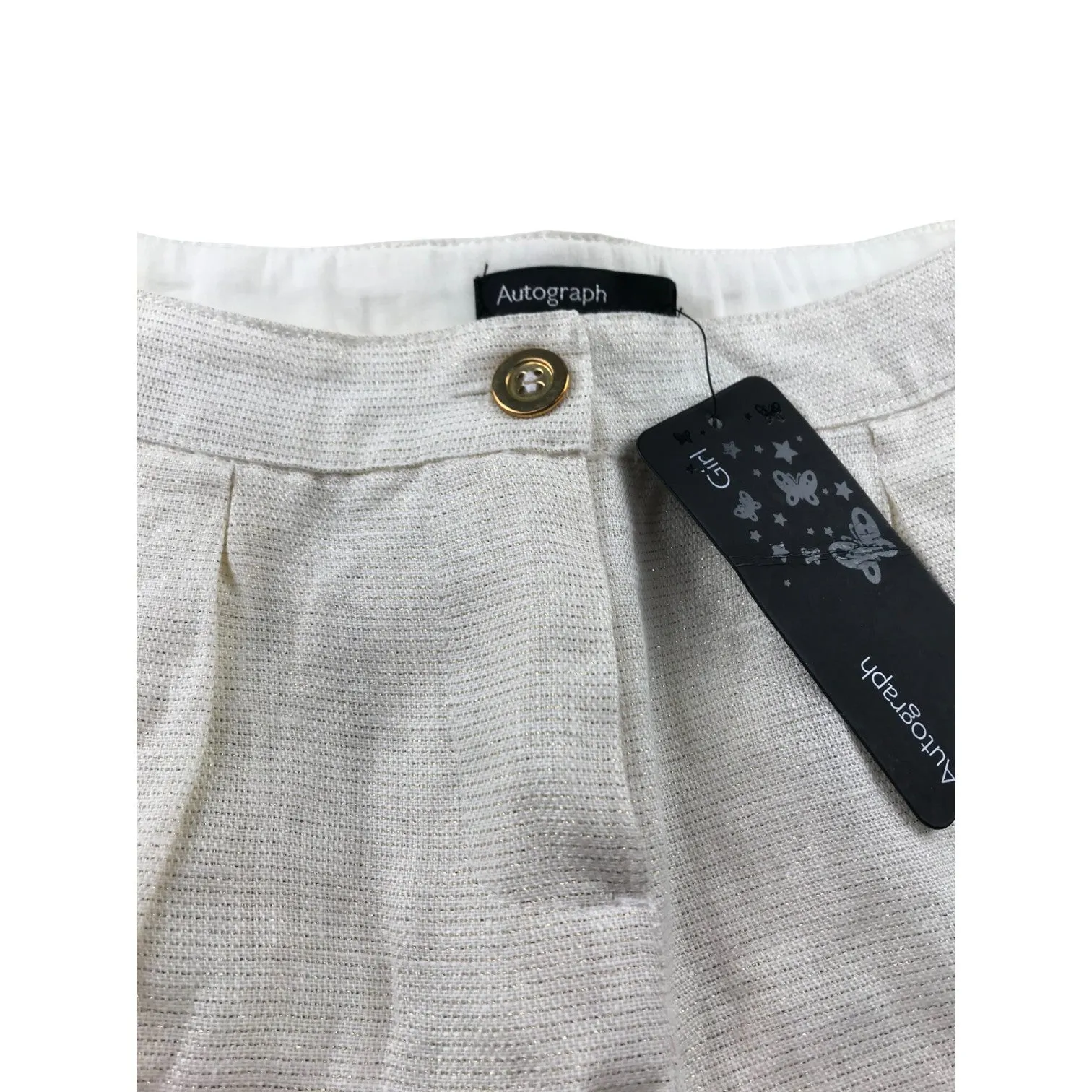 M&S shorts 7-8 years cream white golden sparkly