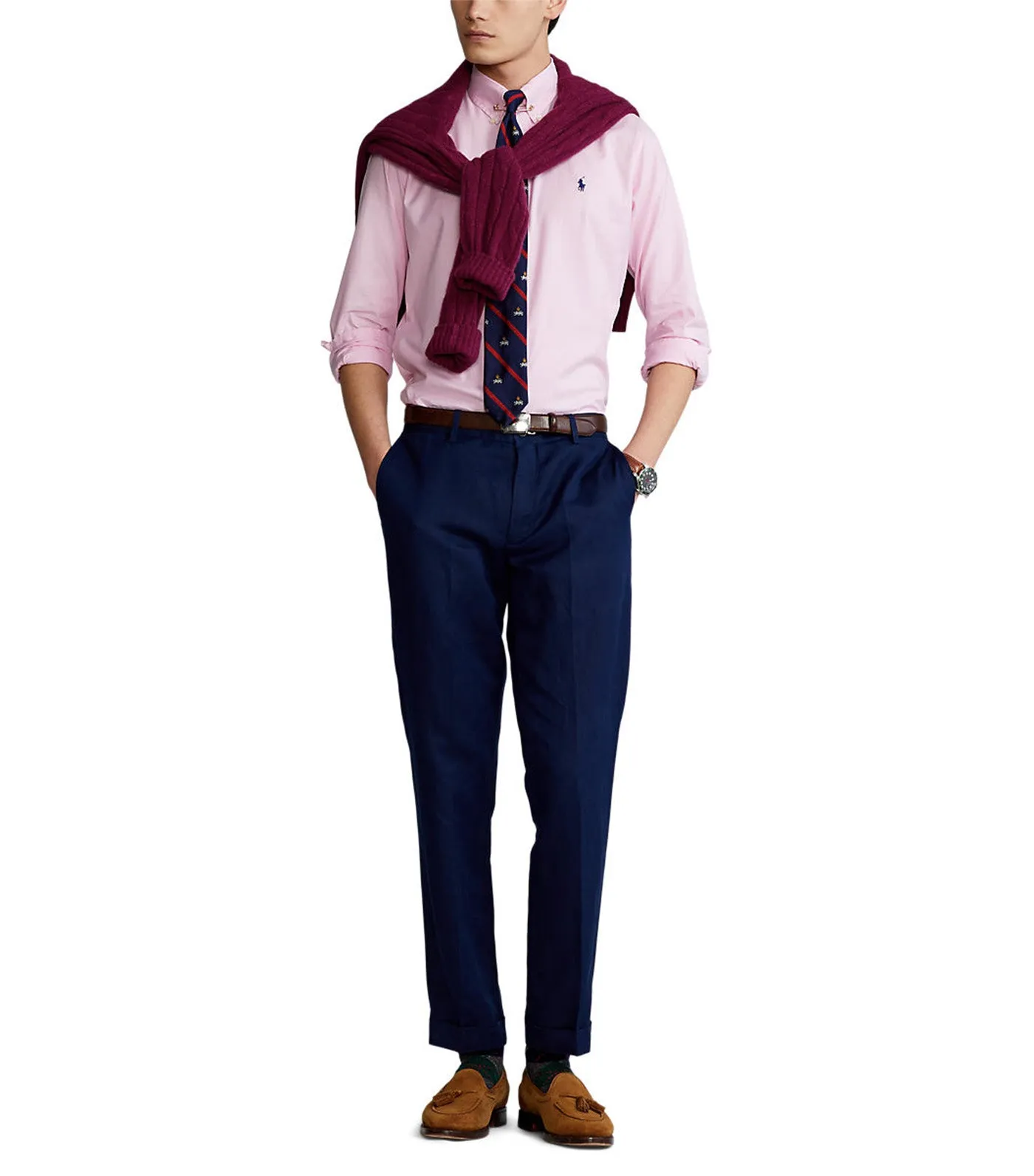 Men's Custom Fit Stretch Oxford Shirt Pink