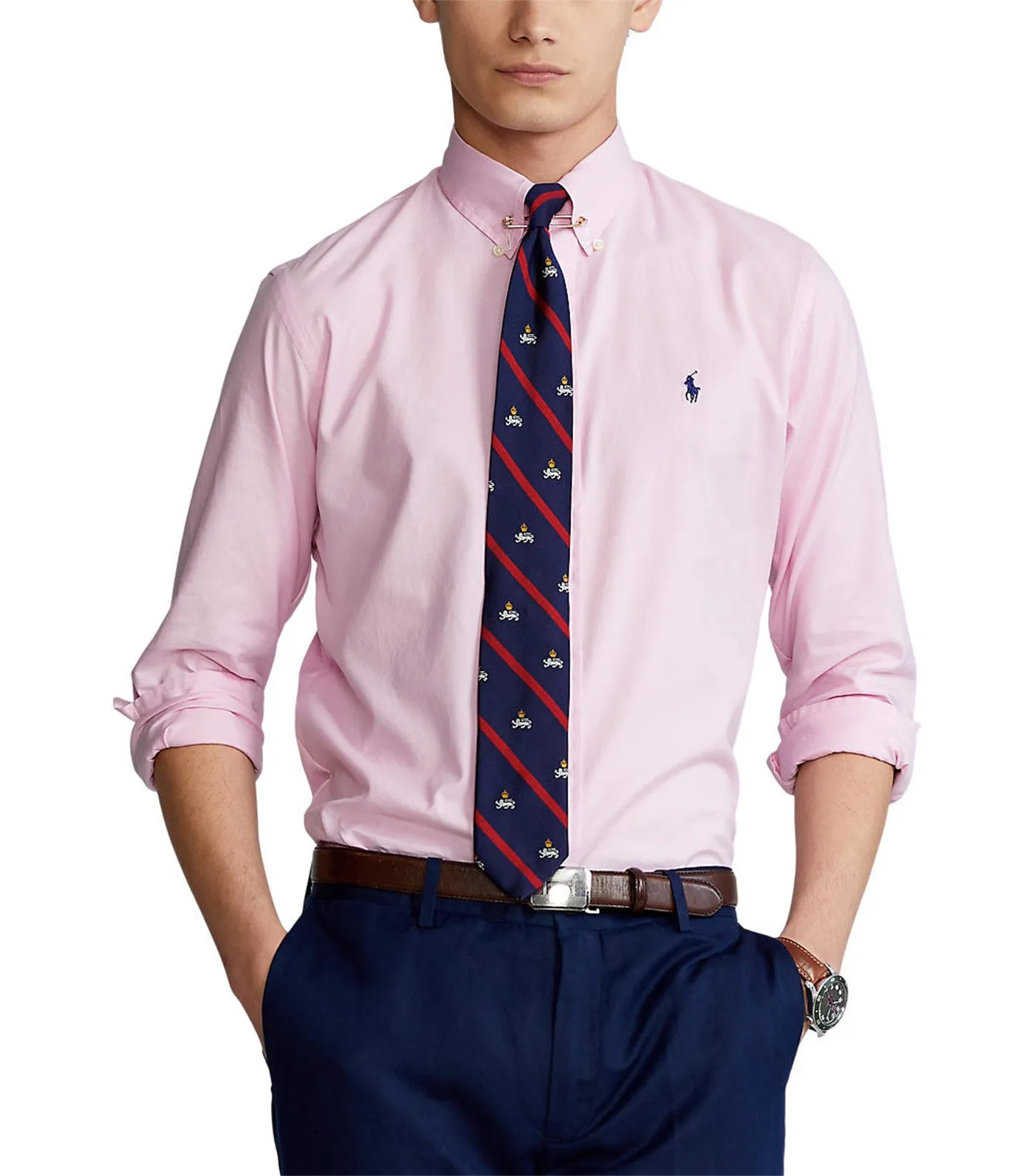 Men's Custom Fit Stretch Oxford Shirt Pink