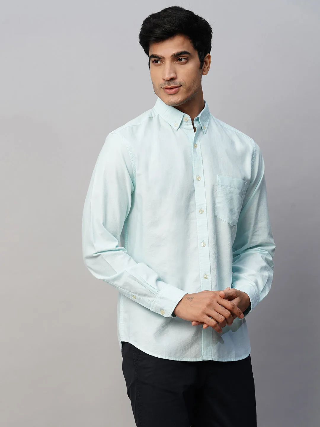 Men's Mint Cotton Regular Fit Shirt