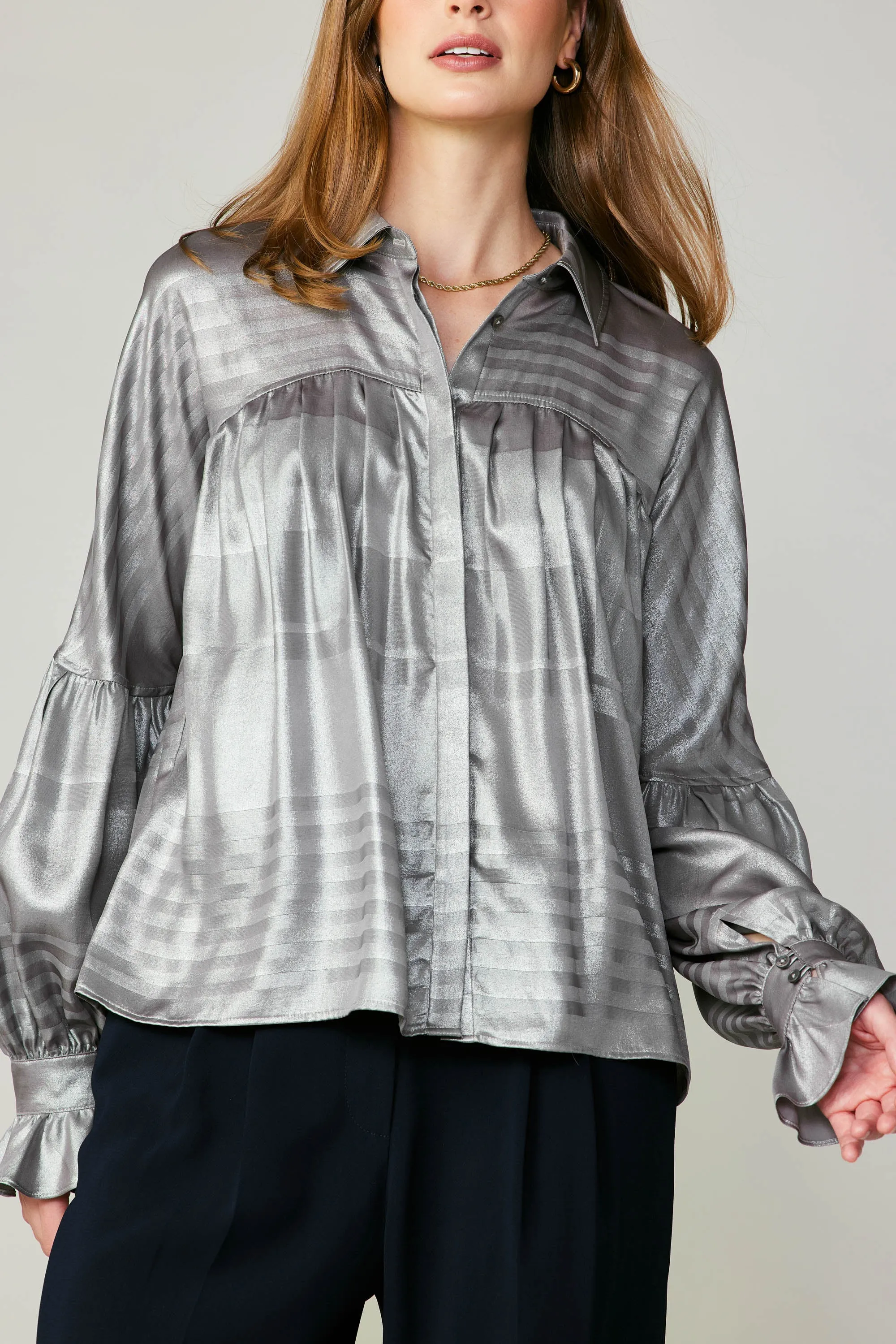 Metallic Pleated Shirt