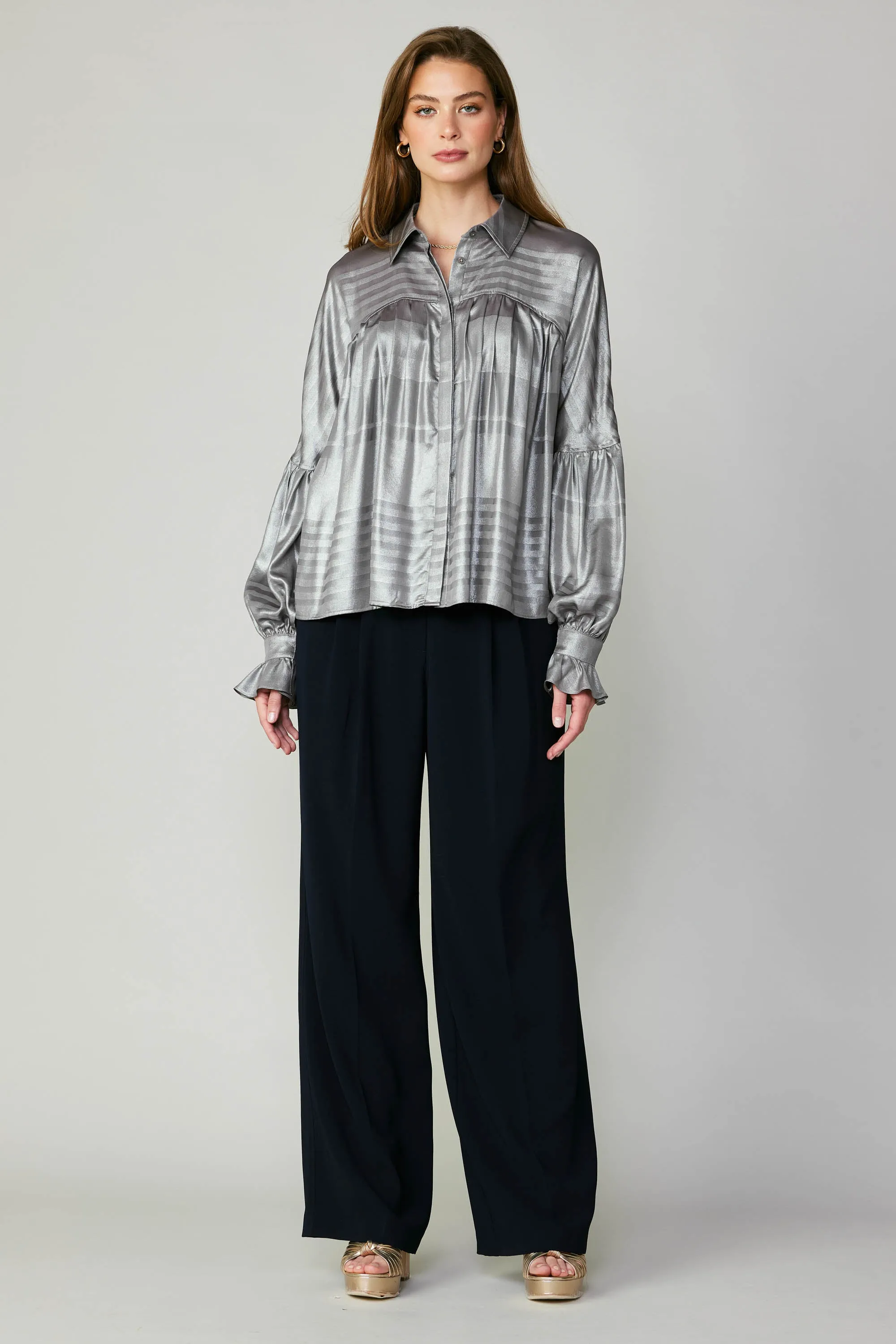 Metallic Pleated Shirt