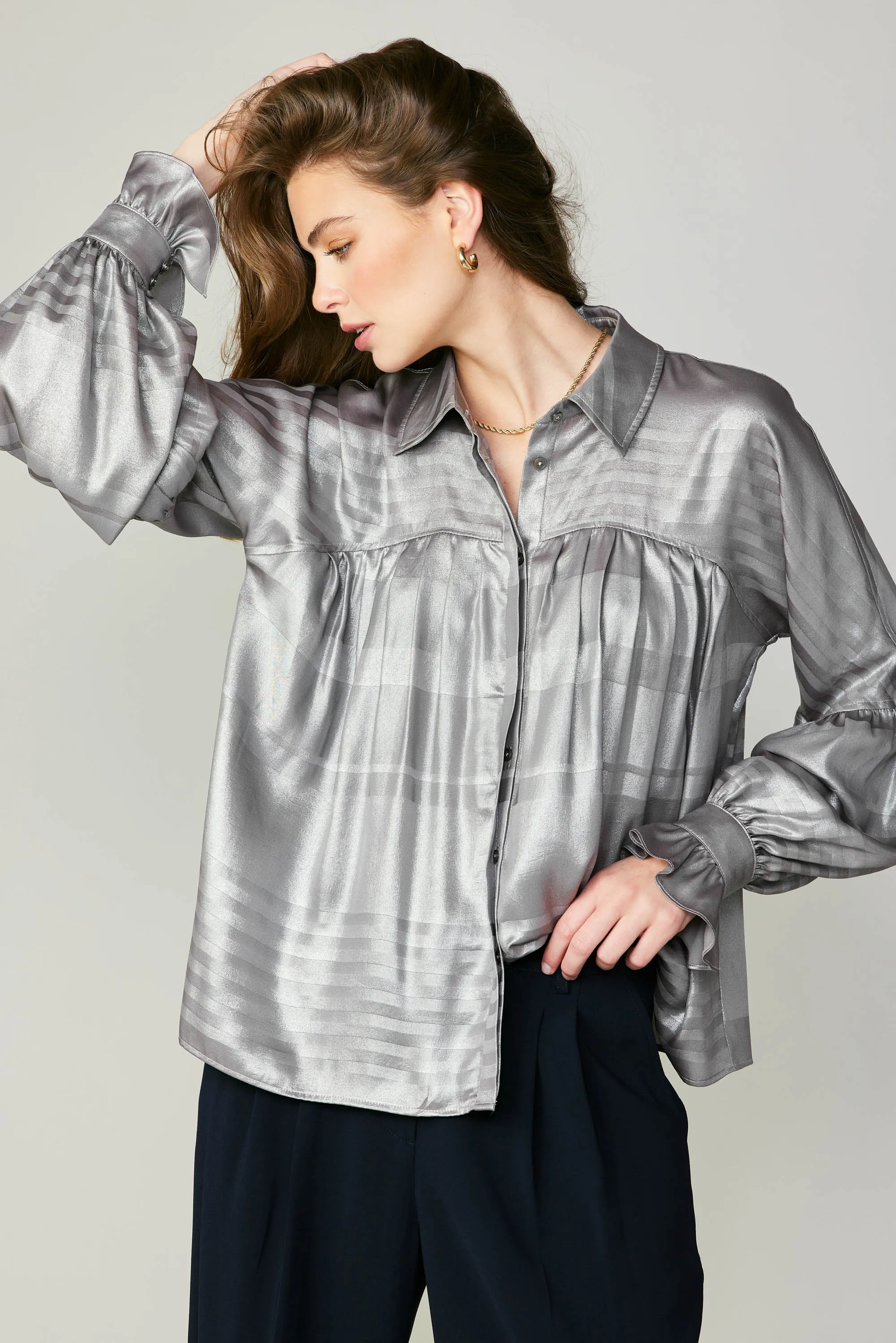 Metallic Pleated Shirt