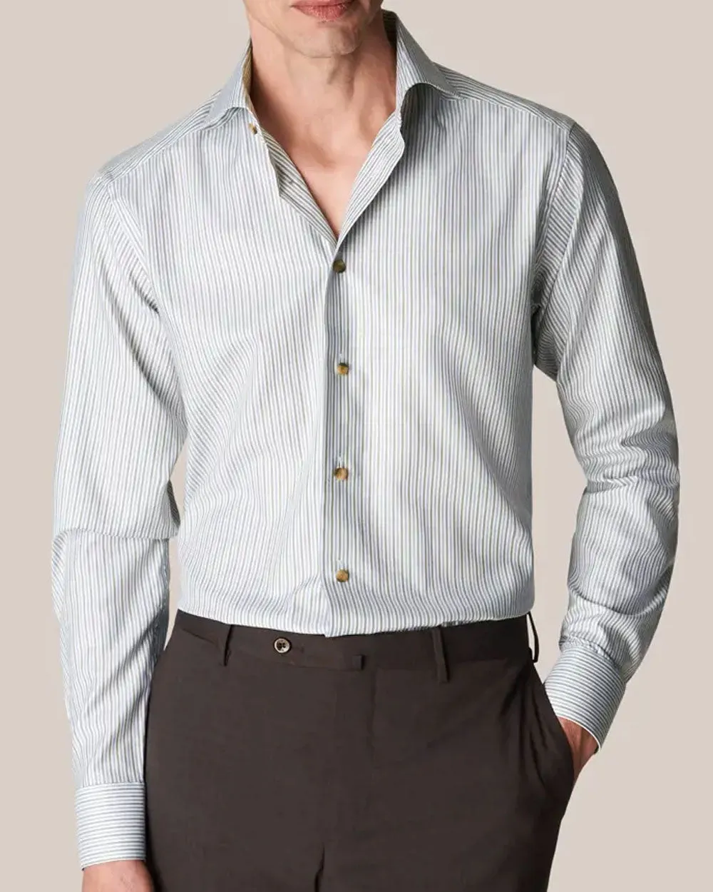 Mid Green Stripe Oxford Shirt