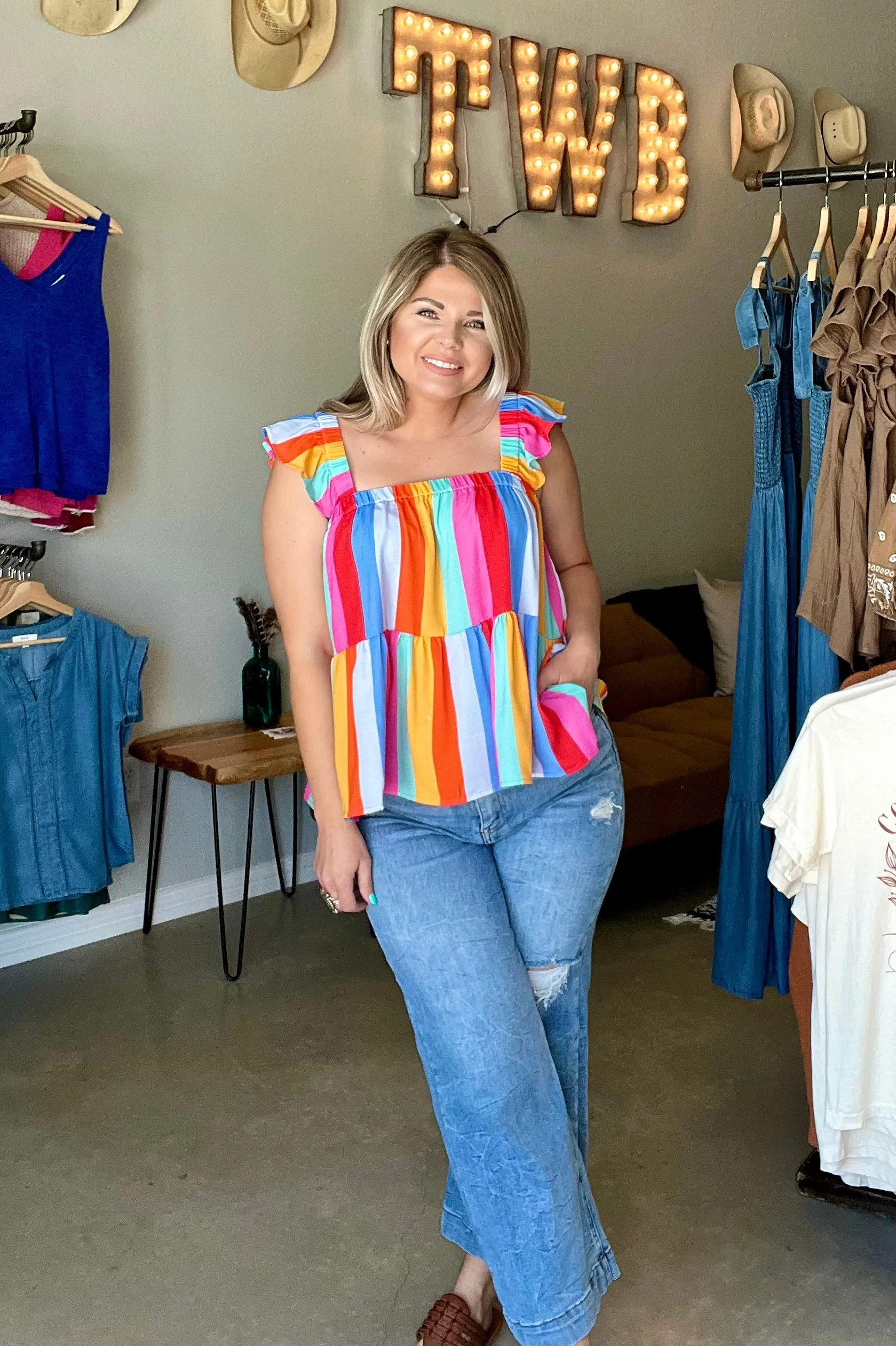 Multi Colored Babydoll Tank