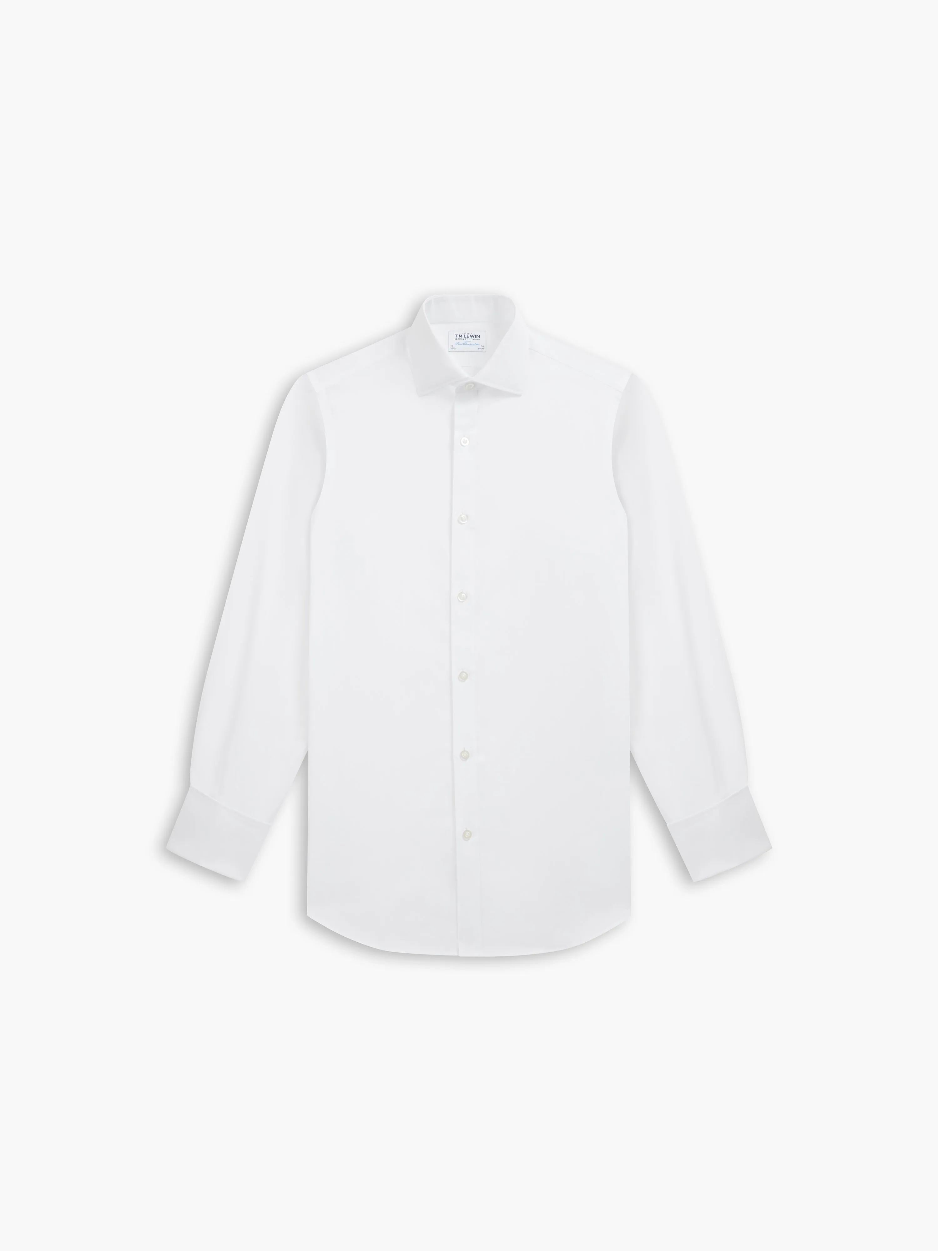 Non-Iron White Oxford Fitted Double Cuff Classic Collar Shirt