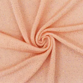 Peach Orange-Silver Sparkly Metallic Printed Stretch Slinky Knit Fabric