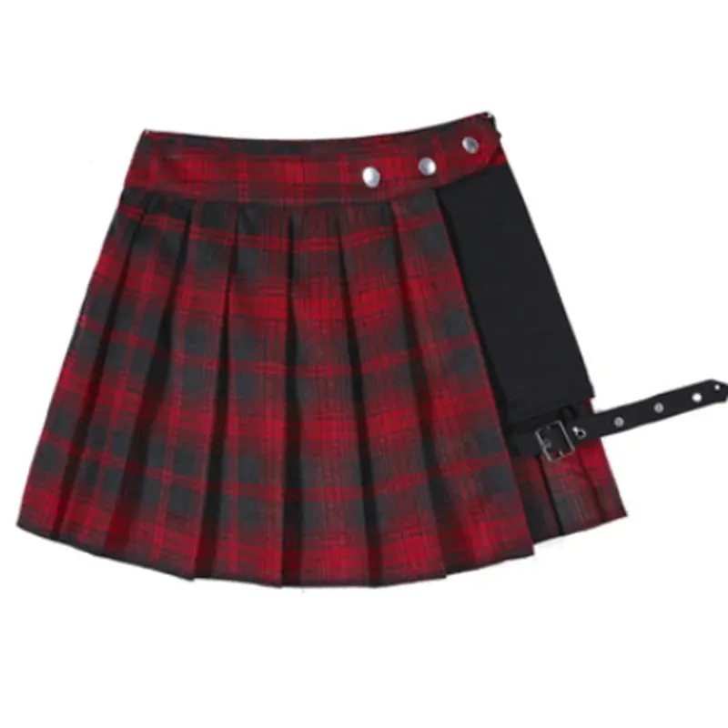 Plaid Side Slit Bodycon Mini Skirt