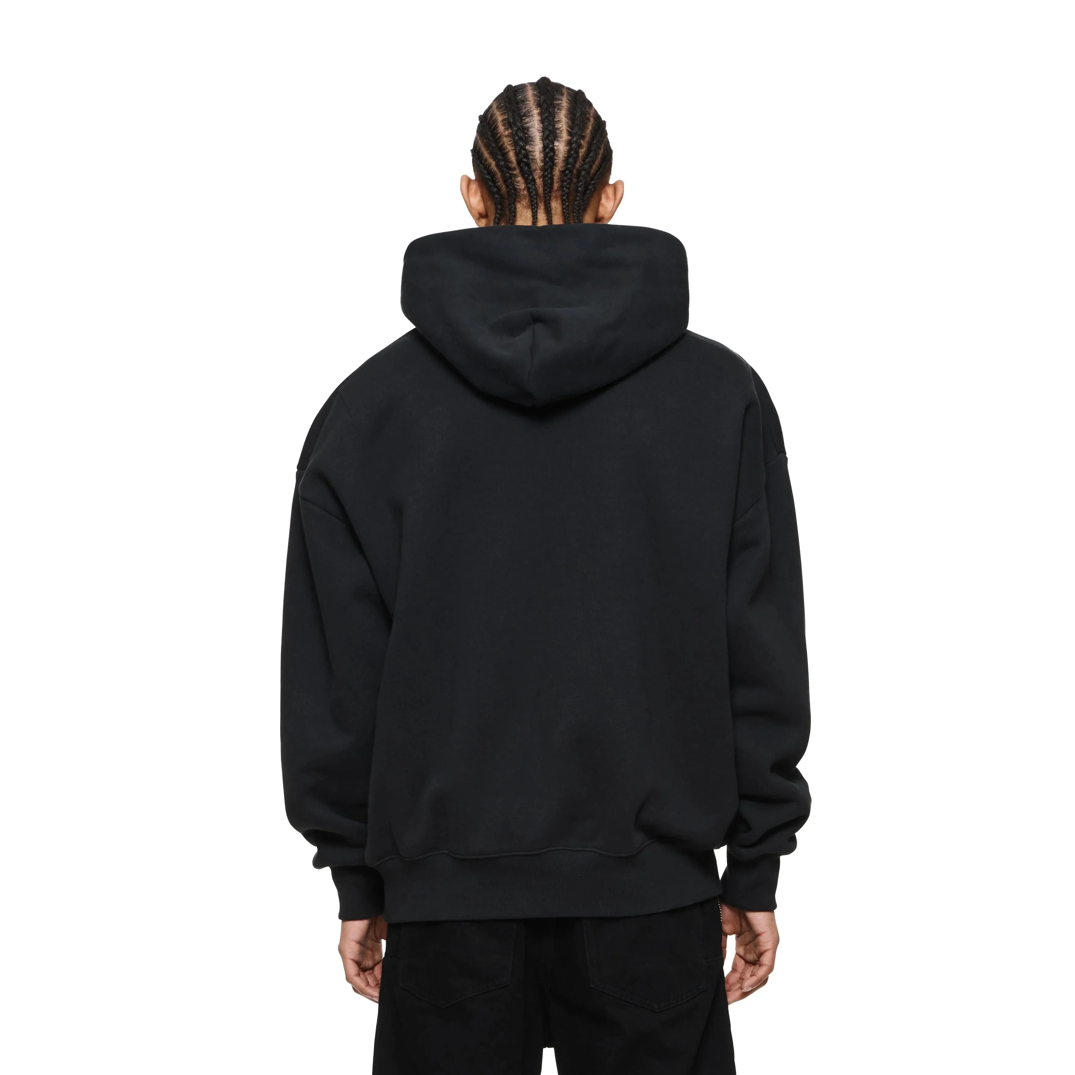 Purple Brand Cutout Wordmark Black Oversized Hoodie