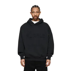 Purple Brand Cutout Wordmark Black Oversized Hoodie