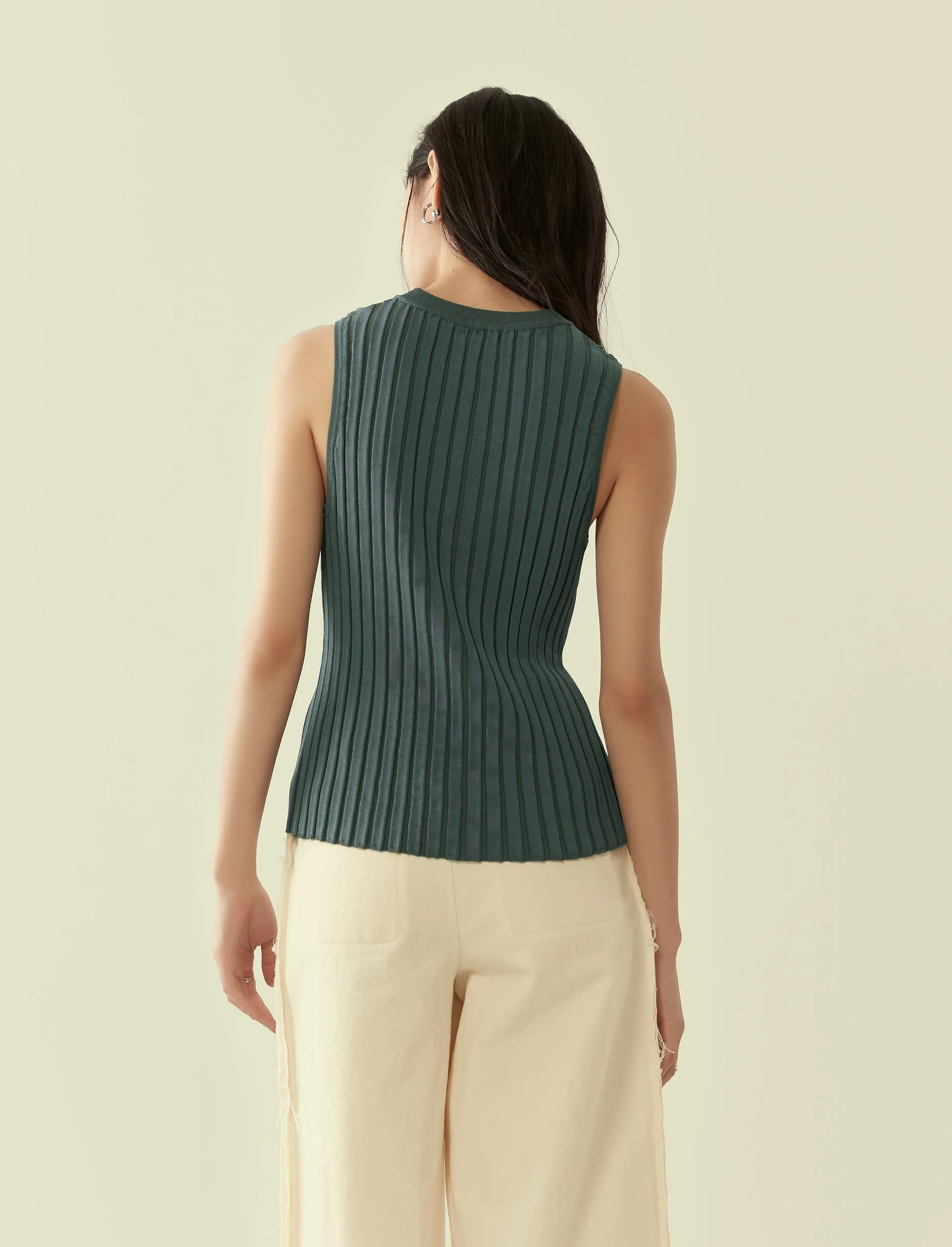 relaxed-fit rib knit vest