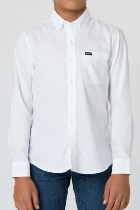 RVCA That'll Do Oxford Long Sleeve Boys Shirt - White