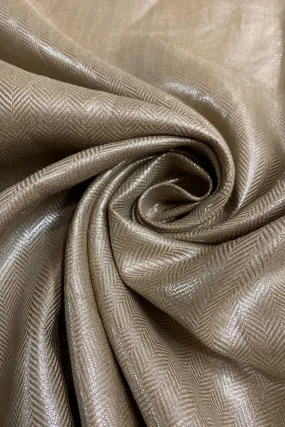 Sand Herringbone Metallic Linen