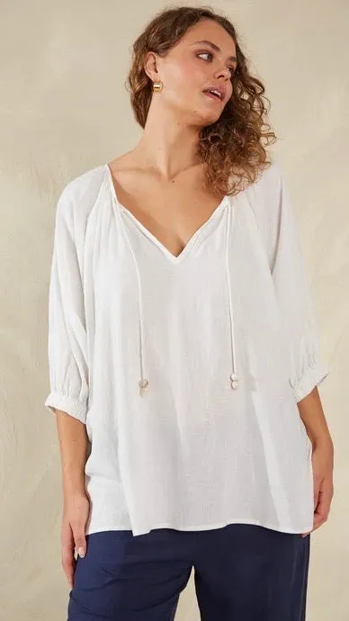 Sardinia Relaxed Blouse Bianco