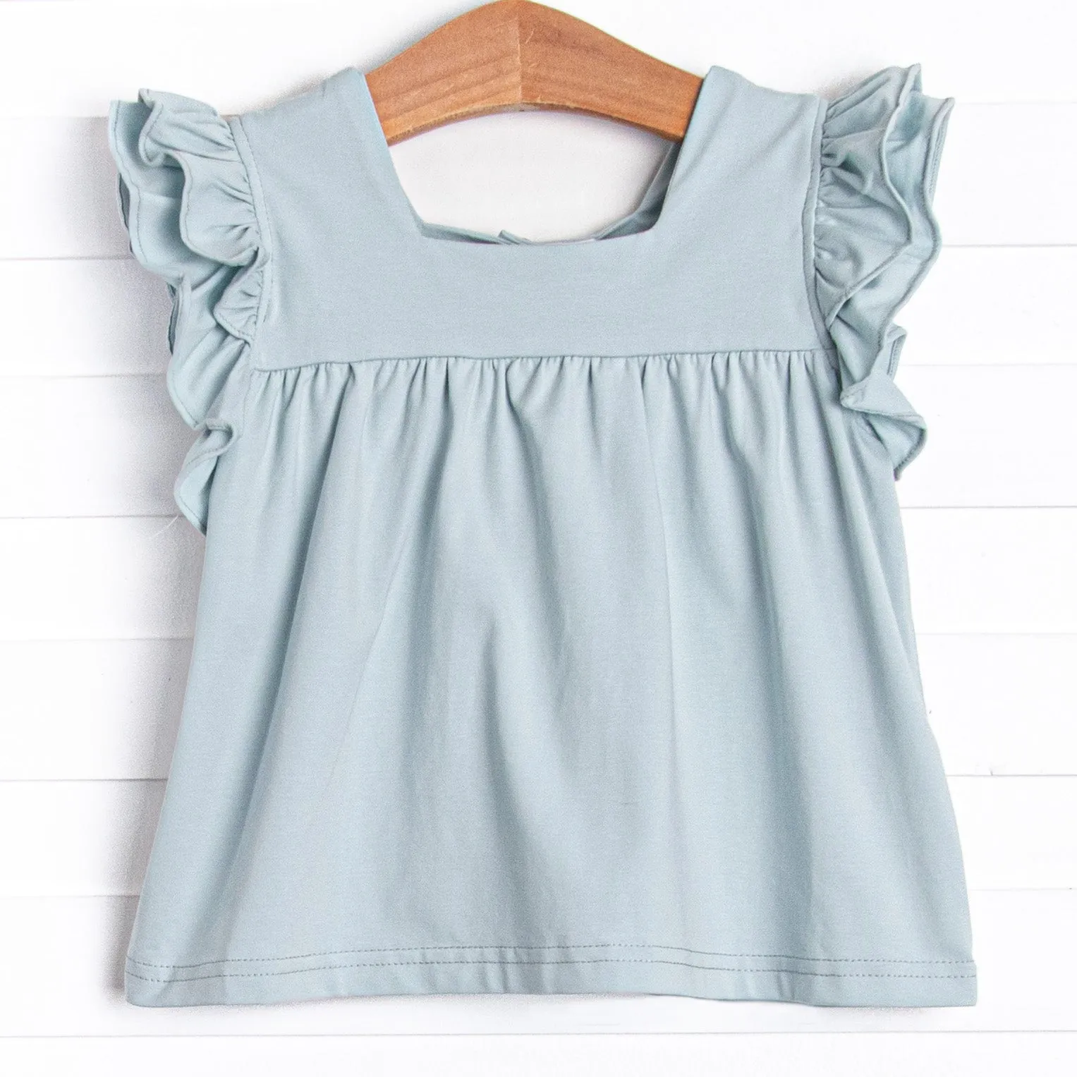 Sea Glass Flutter Sleeve Top, Blue