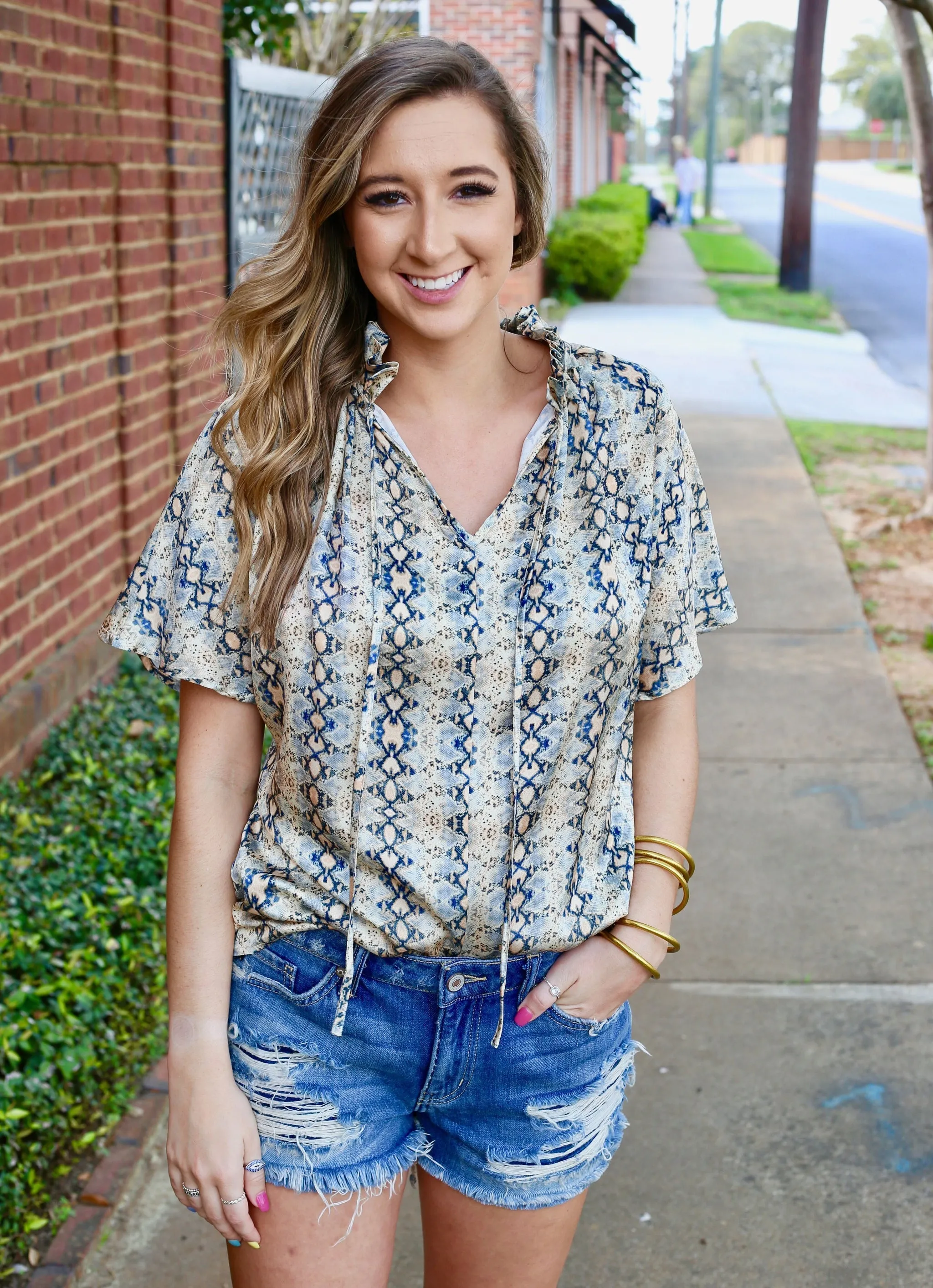 Sherbet Snake Ruffle Top