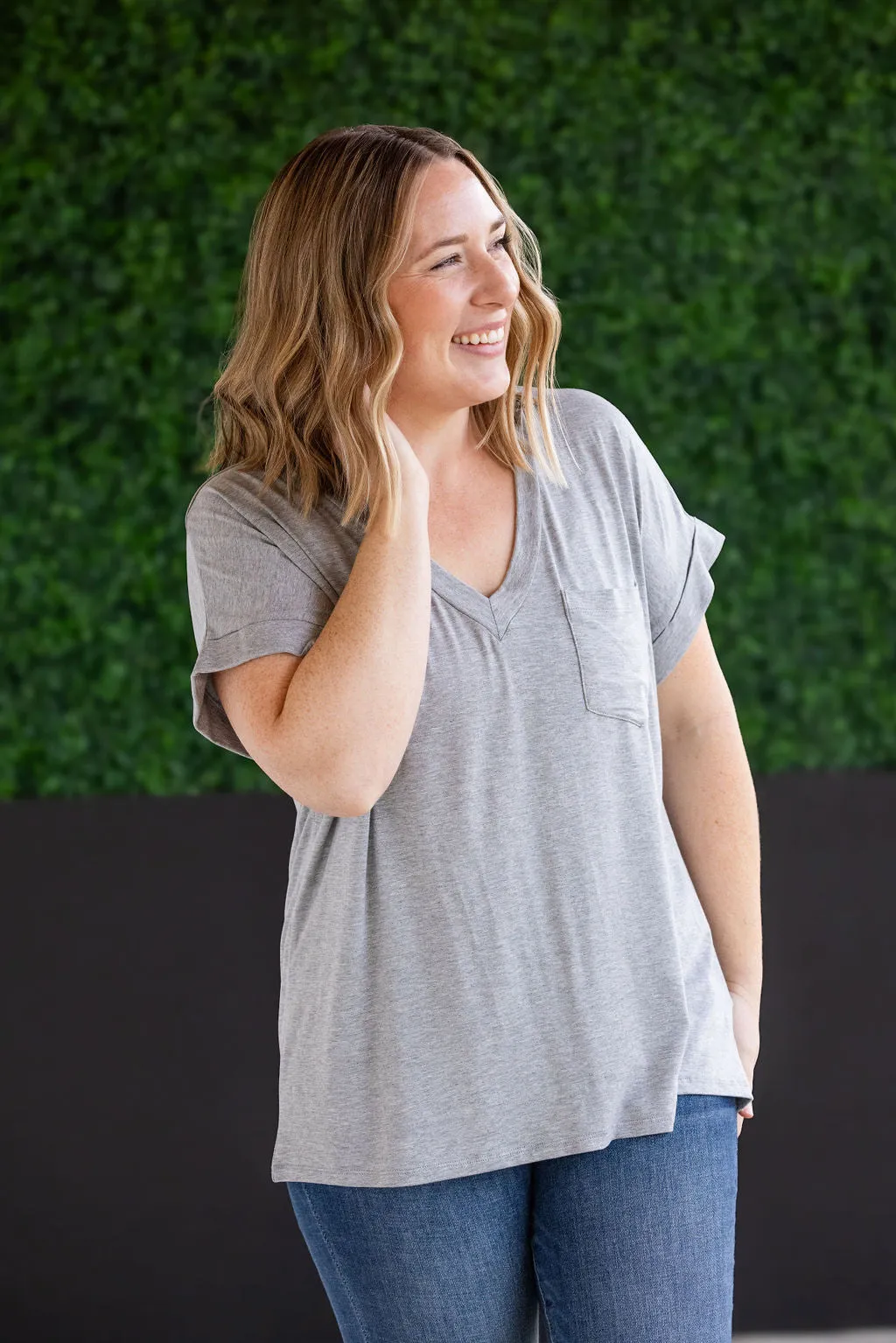 Sierra Pocket Top - Grey by Michelle Mae