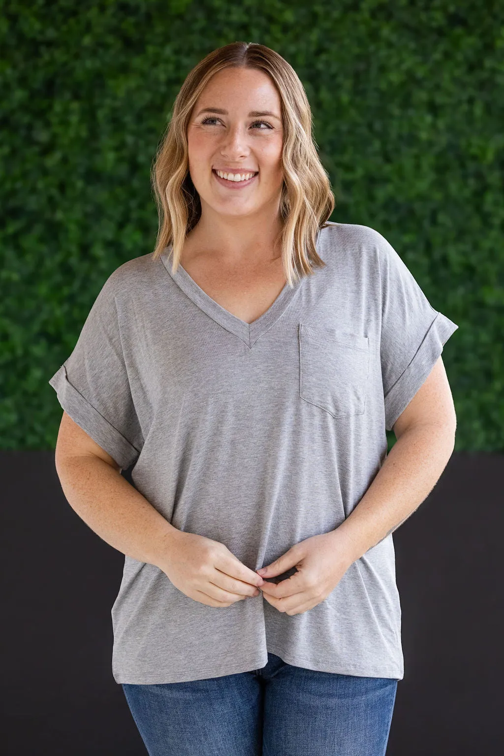 Sierra Pocket Top - Grey by Michelle Mae