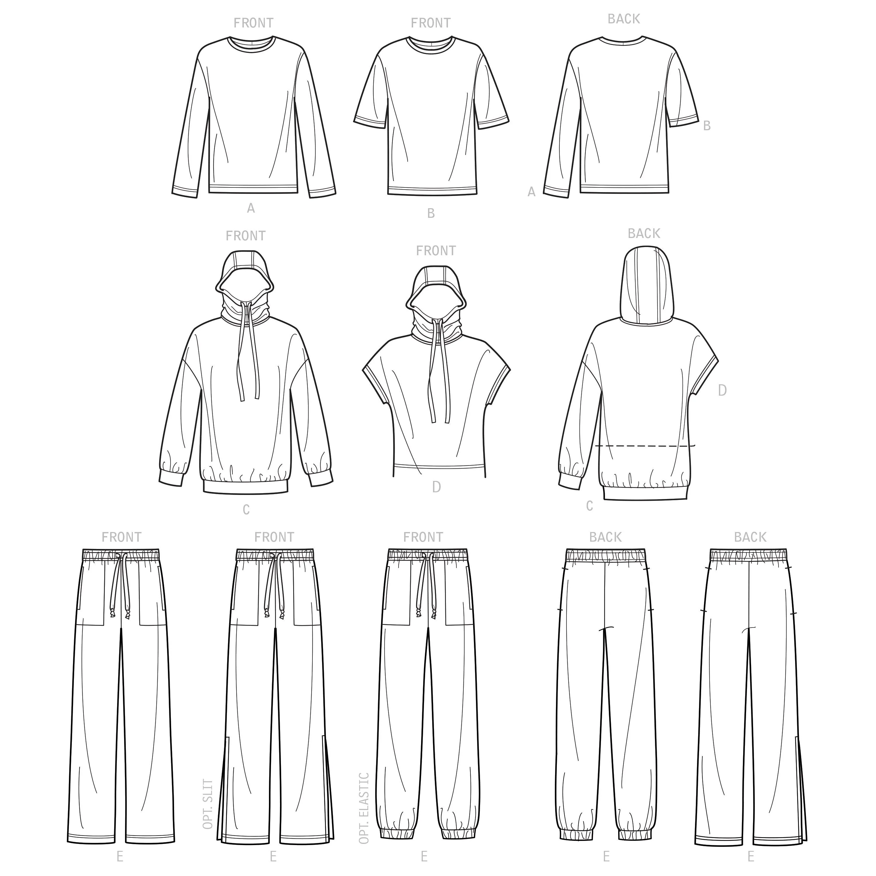 Simplicity Sewing Pattern 9394 Boys' and Girls' Oversized Knit Hoodies, Pants and Tops