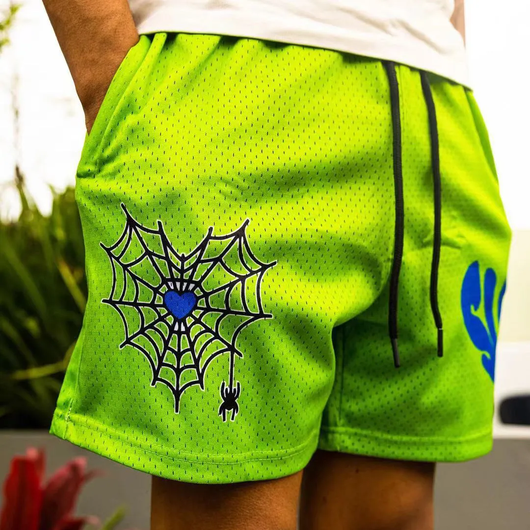 Spider web casual street sports mesh shorts