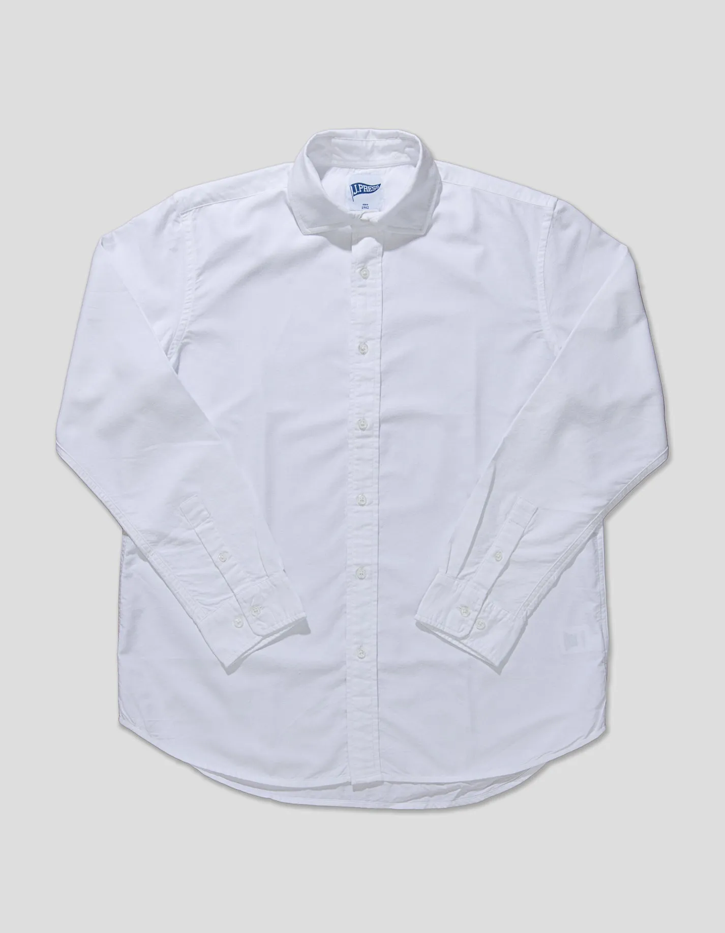 SPREAD COLLAR TRIM FIT OXFORD SHIRT - WHITE