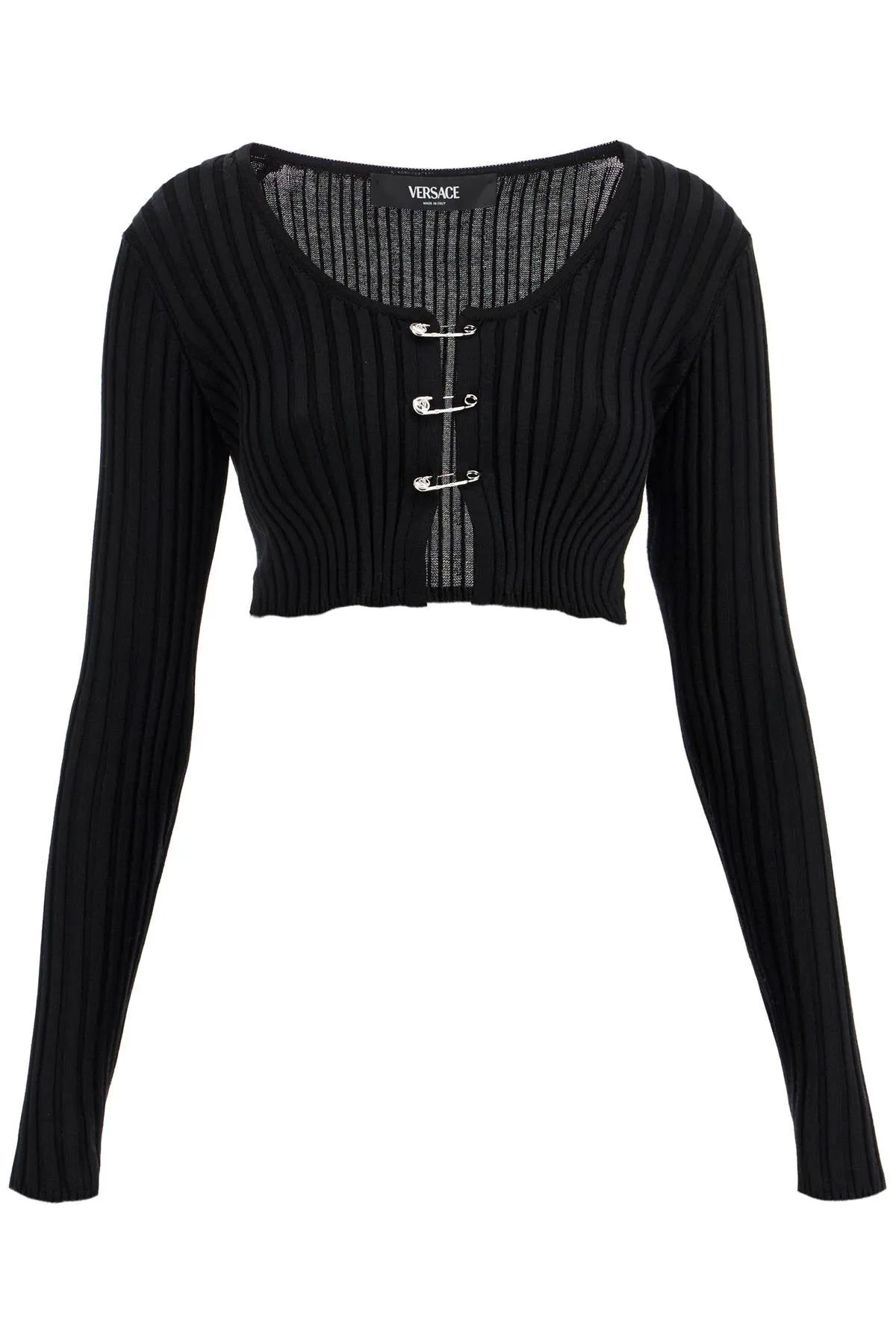 Versace Cropped Safety Pin Cardigan